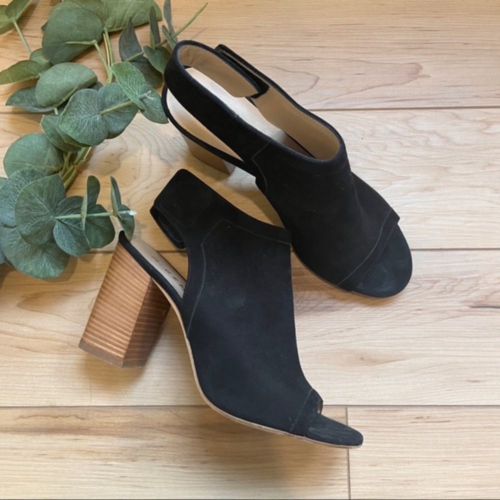 M. Gemi “The Pera” Suede Peep Toe Block Heels | Size 39.5